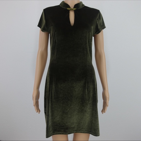 reformation green velvet dress